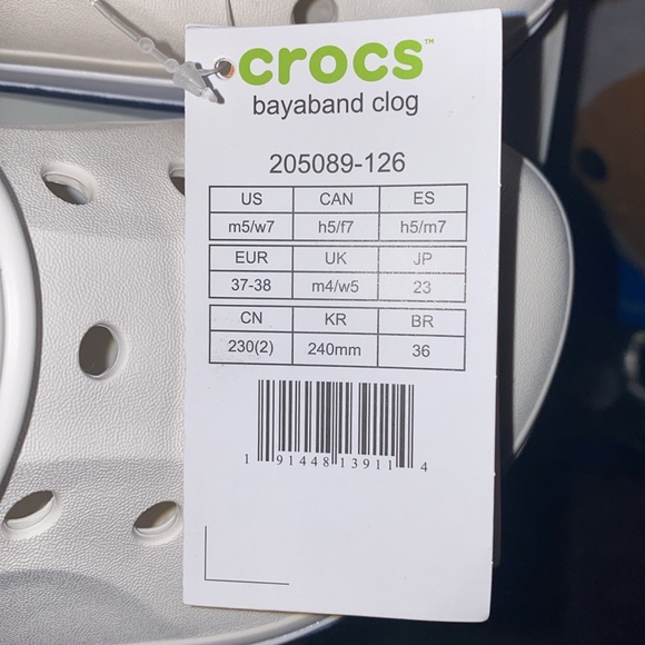 NWT NICE CLASSIC UNISEX BLUE & WHITE BAYABAND CROCS CLOGS! - Picture 9 of 9